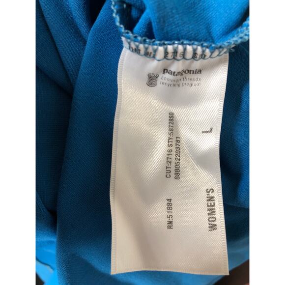 Patagonia Bandha Dress Jersey Knit Twist Front A-Line Knee Length Blue Large - Picture 5 of 6